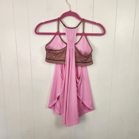 Lululemon No Limits Bra Tank Top Racerback Pink Wee Stripe Size 6 Gym Yoga - Picture 2 of 5